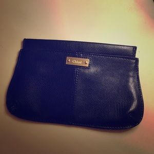 CHLOE SNAKE PRINT BLACK MAGNETIC MAKEUP BAG